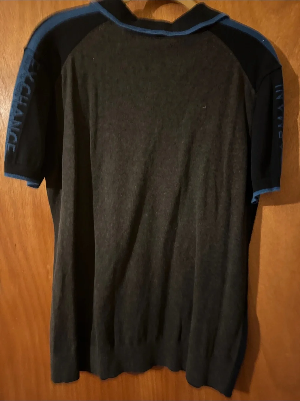 A/X Armani Exchange Men's Black Polo with Blue Trim and brownish back (mlb)